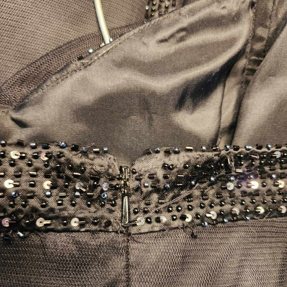 Black Midi Cocktail Dress with beading accents - Picture 4 of 9